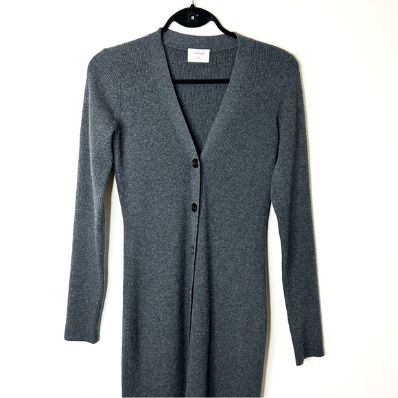 Aritzia Wilfred Utopia Cardigan Sweater Midi Dress V-neck Ribbed Size Medium - Picture 4 of 15